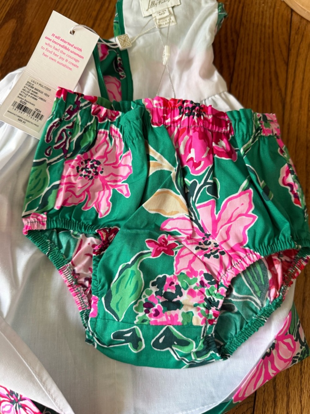 NWT Lilly Pulitzer Baby Dress Bloomer Set 18-24M Pink Green Floral - Picture 6 of 8